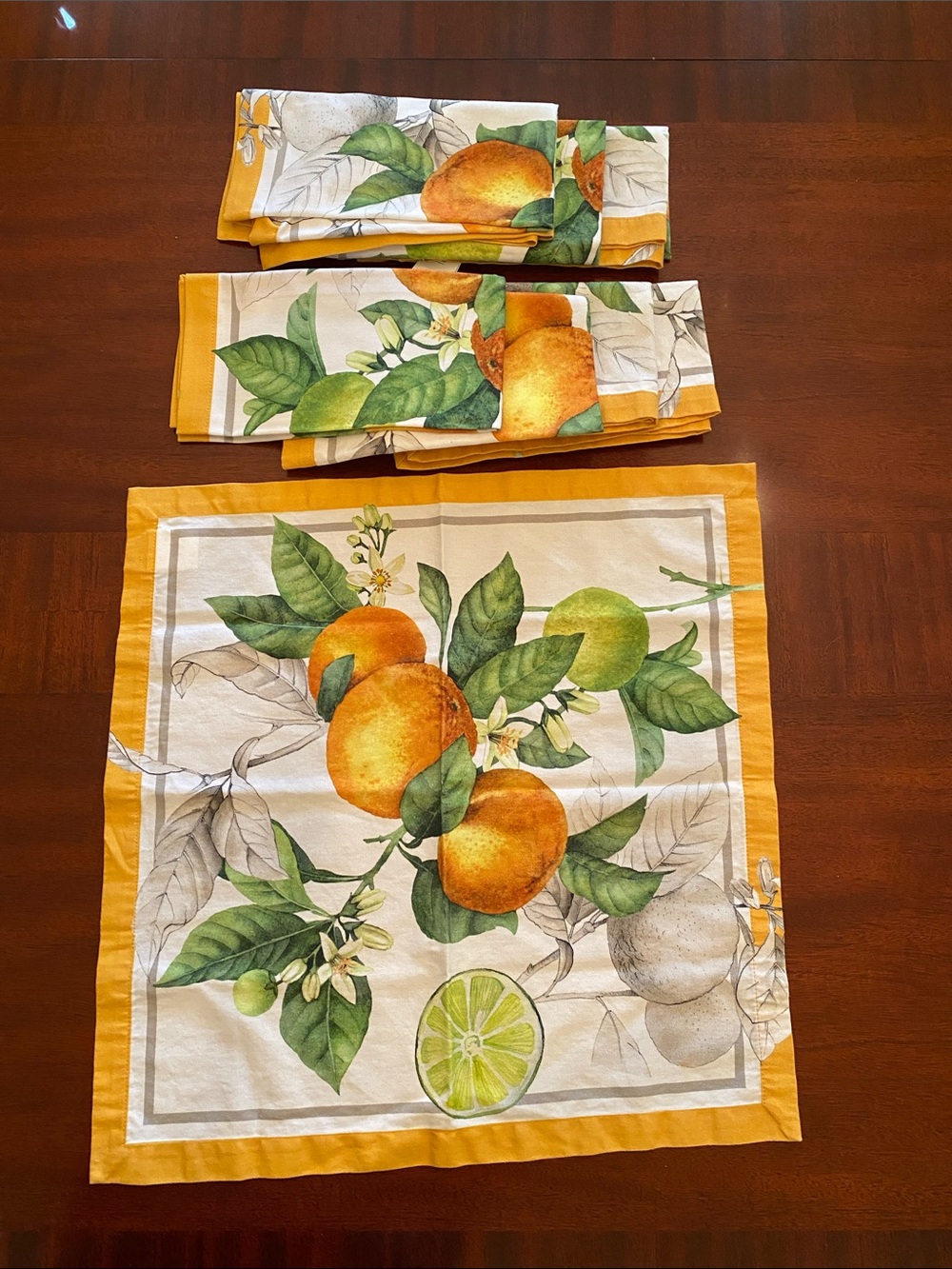 Williams Sonoma Citrus Grove Printed  Napkins- Set of 8